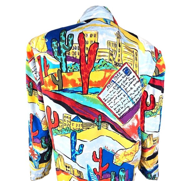 Vintage CAROL HORN Workshop Silk Desert Cactus Oversized Slouch Blazer Jacket - Picture 10 of 11